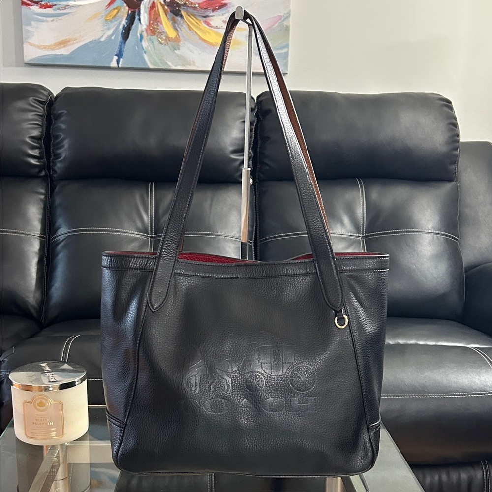 Coach Black Embossed Leather Tote